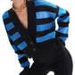 Striped Button Down Drop Shoulder Cardigan - Oh she Rose