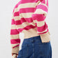 Striped Button Down Drop Shoulder Cardigan - Oh she Rose