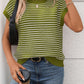 Striped Round Neck Short Sleeve Knit Top - Oh she Rose