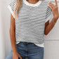 Striped Round Neck Short Sleeve Knit Top - Oh she Rose