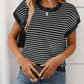 Striped Round Neck Short Sleeve Knit Top - Oh she Rose