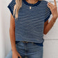 Striped Round Neck Short Sleeve Knit Top - Oh she Rose