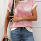 Striped Round Neck Short Sleeve Knit Top - Oh she Rose