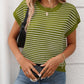 Striped Round Neck Short Sleeve Knit Top - Oh she Rose