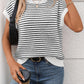 Striped Round Neck Short Sleeve Knit Top - Oh she Rose