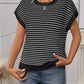 Striped Round Neck Short Sleeve Knit Top - Oh she Rose