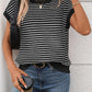 Striped Round Neck Short Sleeve Knit Top - Oh she Rose