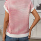 Striped Round Neck Short Sleeve Knit Top - Oh she Rose