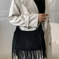 Suede Fringe Adjustable Strap Shoulder Bag - Oh she Rose