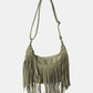 Suede Fringe Adjustable Strap Shoulder Bag - Oh she Rose