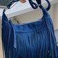 Suede Fringe Adjustable Strap Shoulder Bag - Oh she Rose
