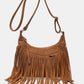 Suede Fringe Adjustable Strap Shoulder Bag - Oh she Rose