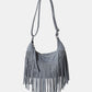 Suede Fringe Adjustable Strap Shoulder Bag - Oh she Rose