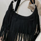 Suede Fringe Adjustable Strap Shoulder Bag - Oh she Rose