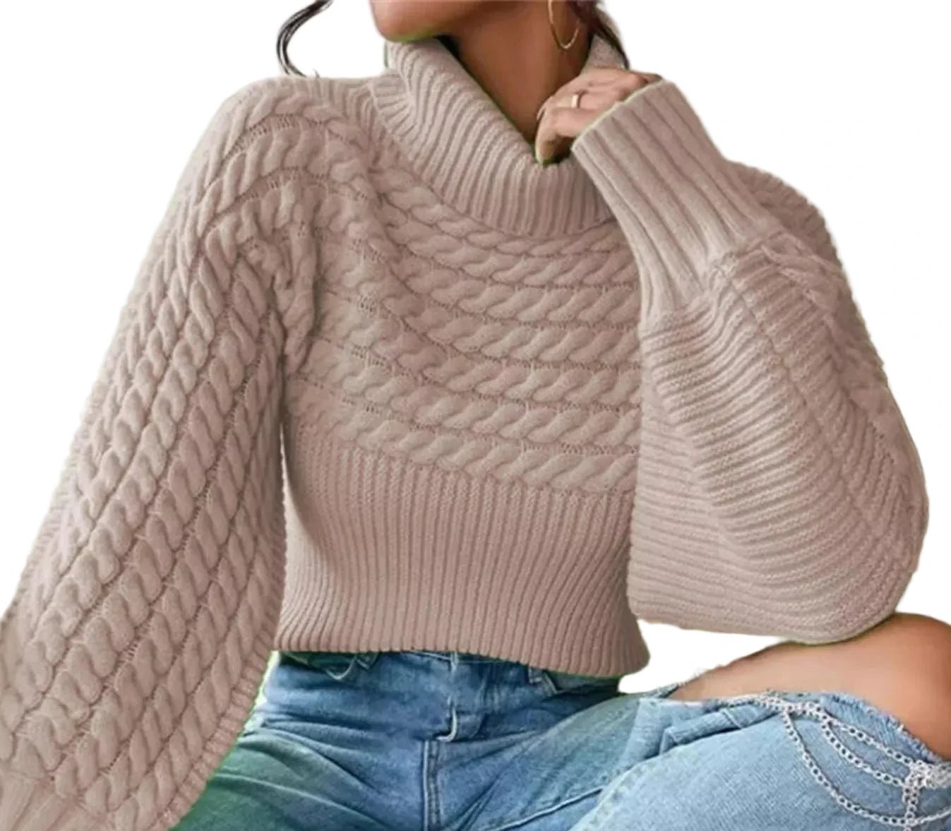 Textured Turtleneck Sweater - Oh she Rose