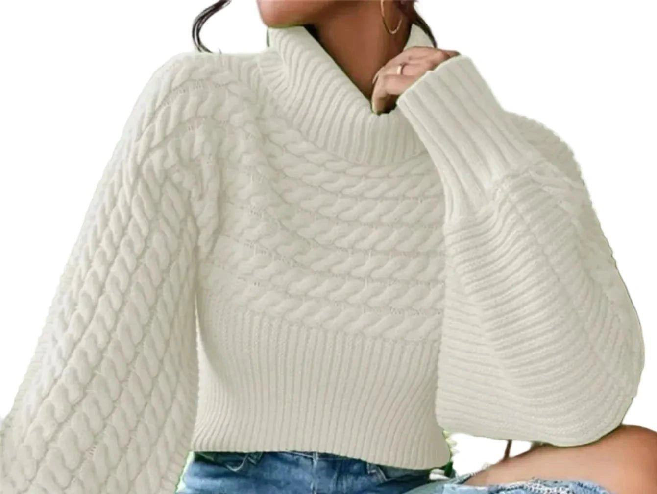 Textured Turtleneck Sweater - Oh she Rose