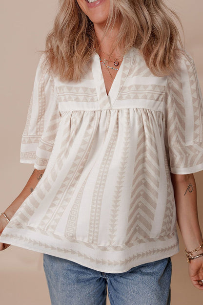 The Brittney Geometric Blouse - Oh she Rose