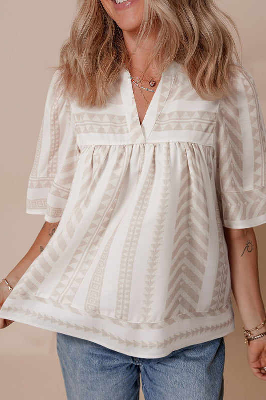 The Brittney Geometric Blouse - Oh she Rose