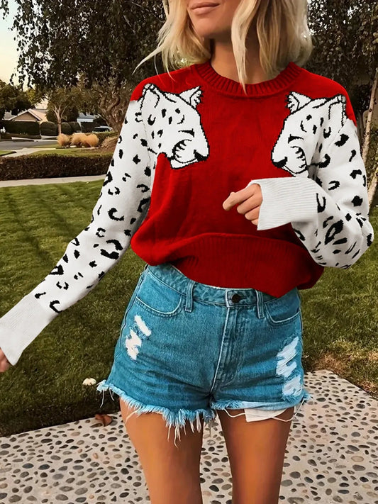 The Cats Meow Round Neck Sweater - Oh she Rose