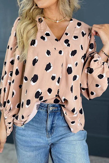 The Christy Animal Print V - Neck Blouse - Oh she Rose