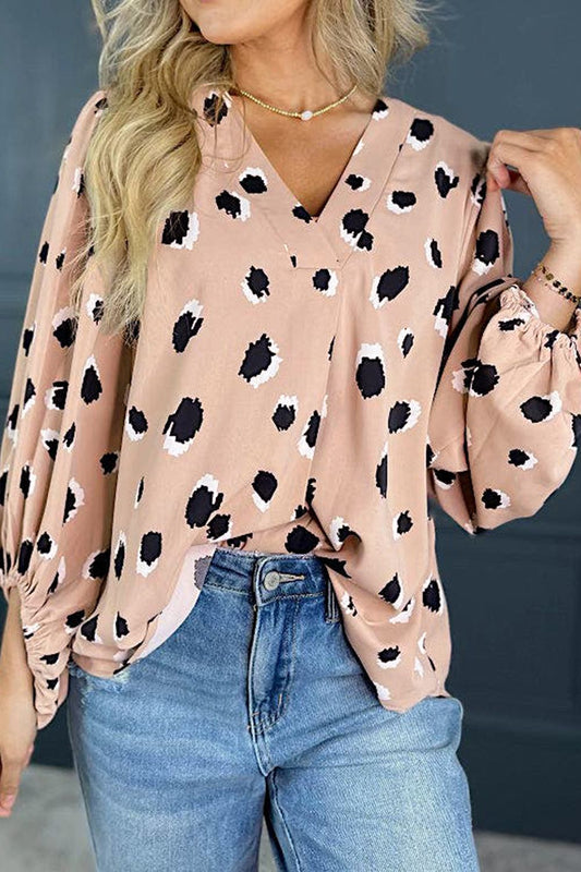 The Christy Animal Print V - Neck Blouse - Oh she Rose
