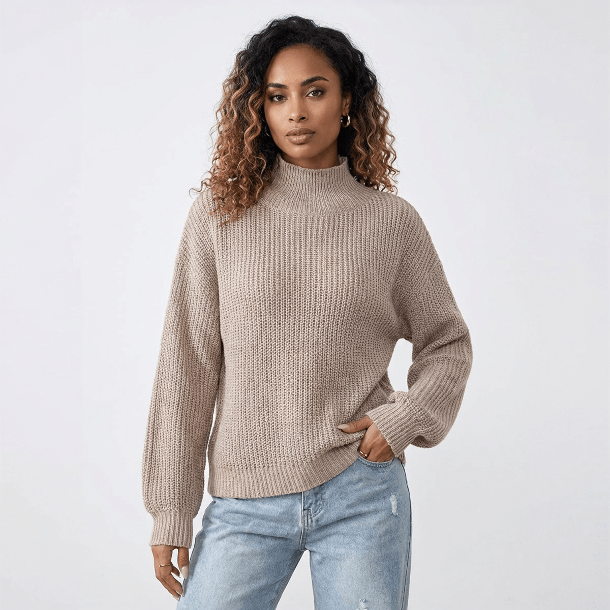 The Harper Textured Mock Neck - Oh she Rose