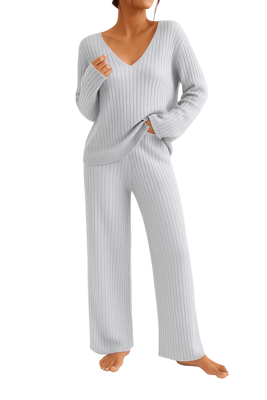 The Softline V - Neck Lounge Set - Oh she Rose