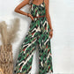 Tropical Print Spaghetti Strap Wide Leg Jumpsuit - Oh she Rose