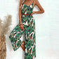 Tropical Print Spaghetti Strap Wide Leg Jumpsuit - Oh she Rose