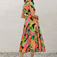 Tropical Print V - Neck Short Sleeve Midi Dress - Oh she Rose