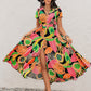 Tropical Print V - Neck Short Sleeve Midi Dress - Oh she Rose