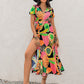 Tropical Print V - Neck Short Sleeve Midi Dress - Oh she Rose