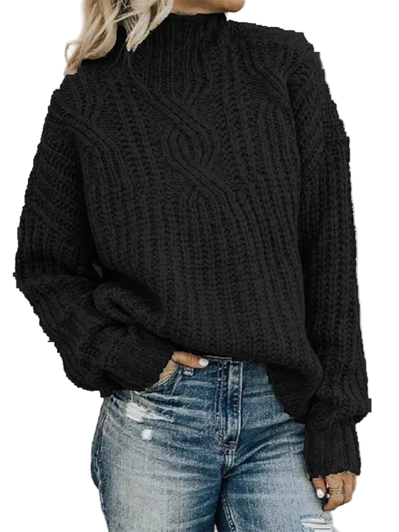 Turtleneck Knit Sweater - Oh she Rose