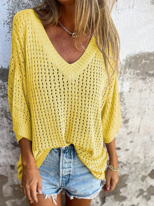 V - Neck Knit Cover Up - Oh she Rose