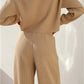 Waffle - Knit Round Neck Top and Pants Set - Oh she Rose