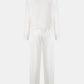 Waffle - Knit Round Neck Top and Pants Set - Oh she Rose
