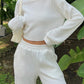 Waffle - Knit Round Neck Top and Pants Set - Oh she Rose