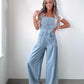 Wide Leg Denim Overalls - Oh she Rose