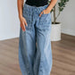 Wide Leg Drawstring Jeans - Oh she Rose