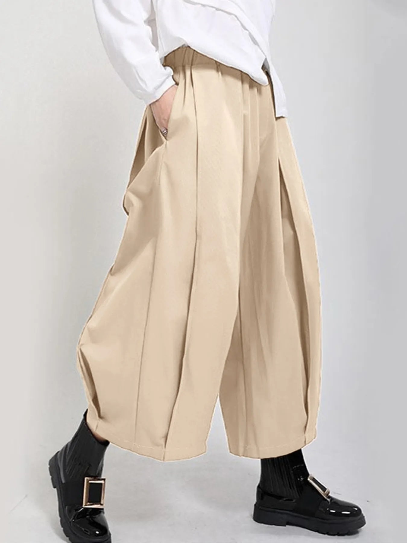 Wide Leg Pleated Cropped Pants - Oh she Rose