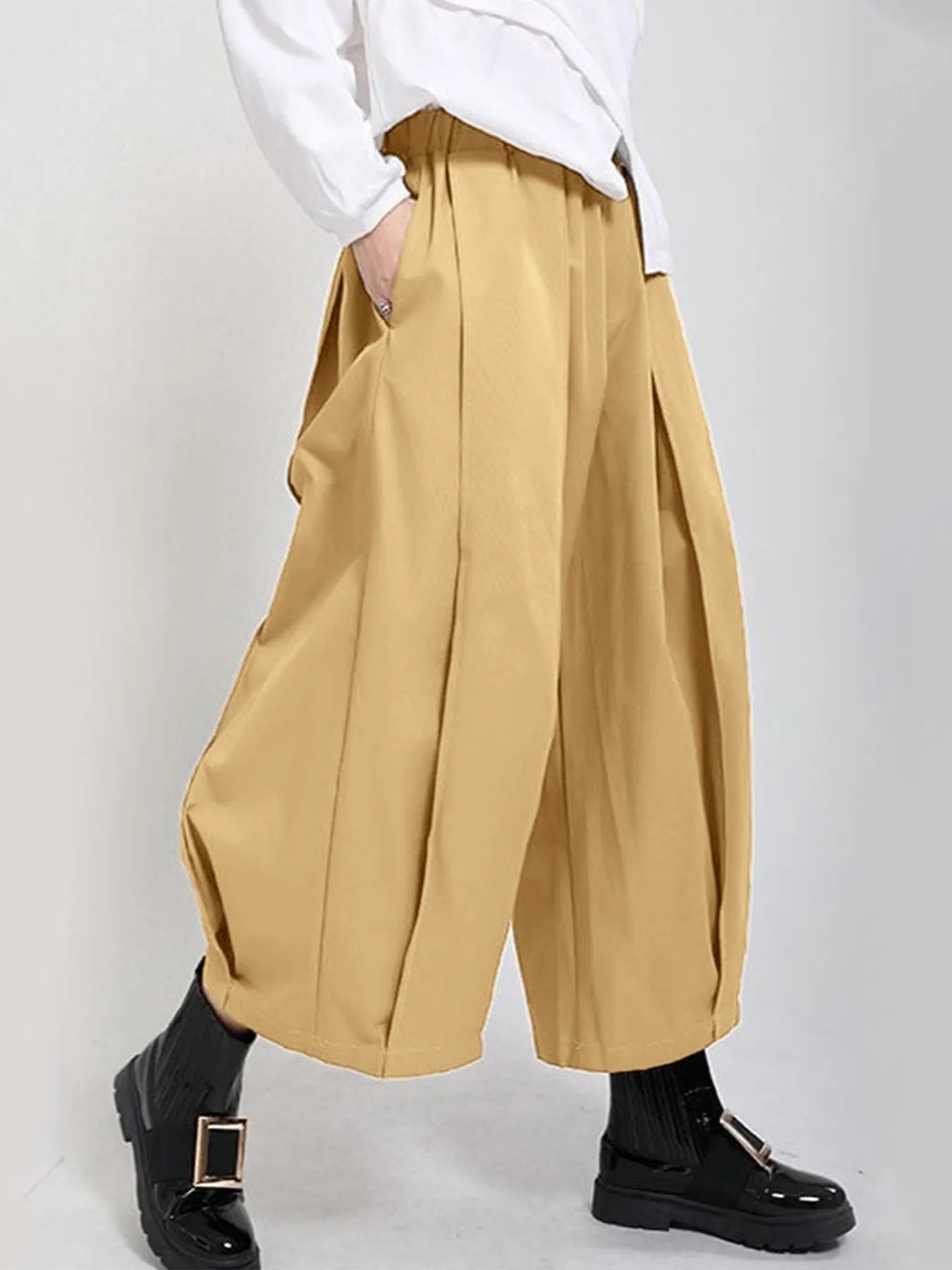 Wide Leg Pleated Cropped Pants - Oh she Rose