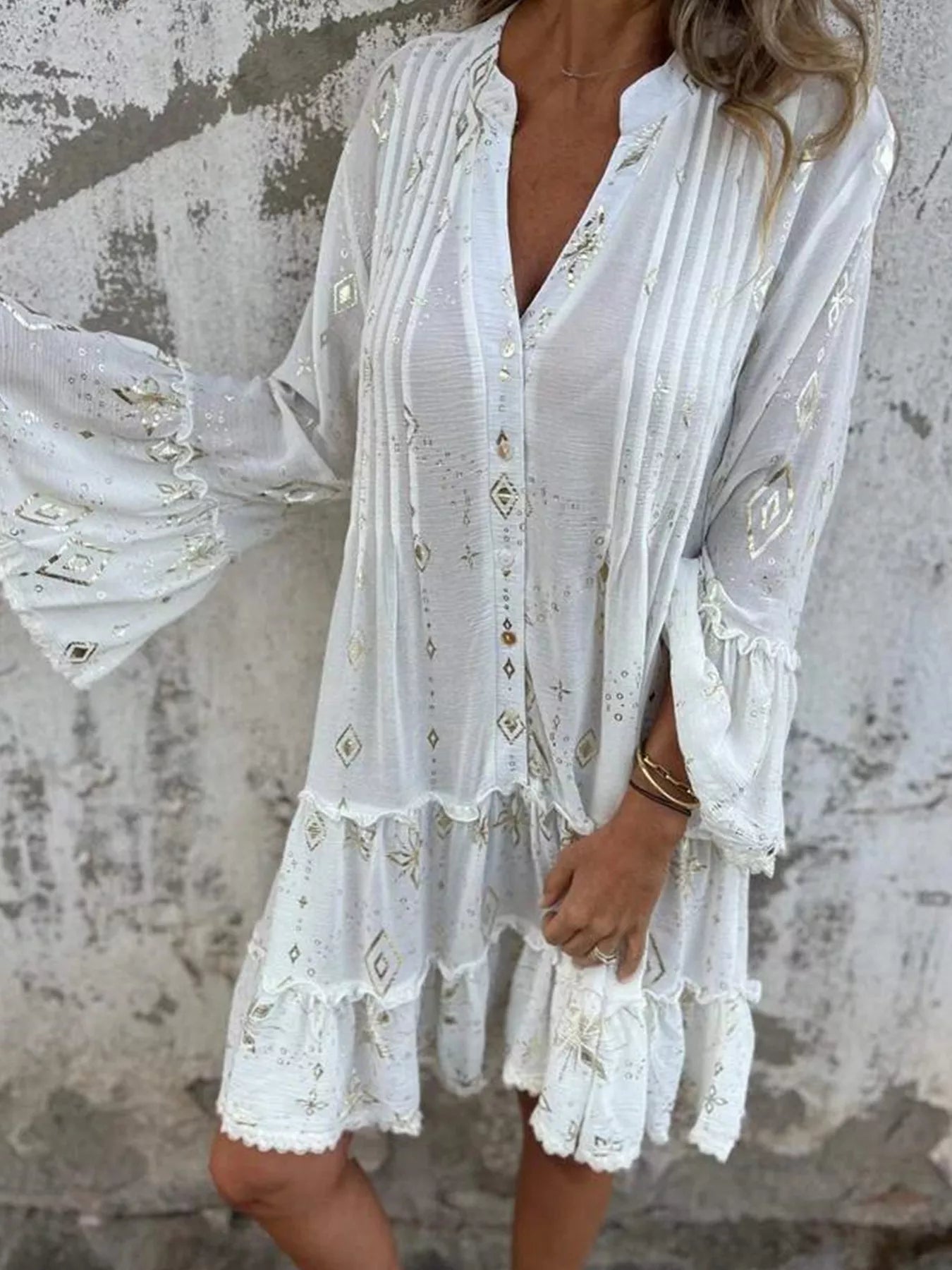 Witchy Woman Ruffle Sleeve Dress - Oh she Rose