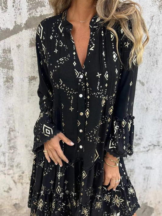 Witchy Woman Ruffle Sleeve Dress - Oh she Rose