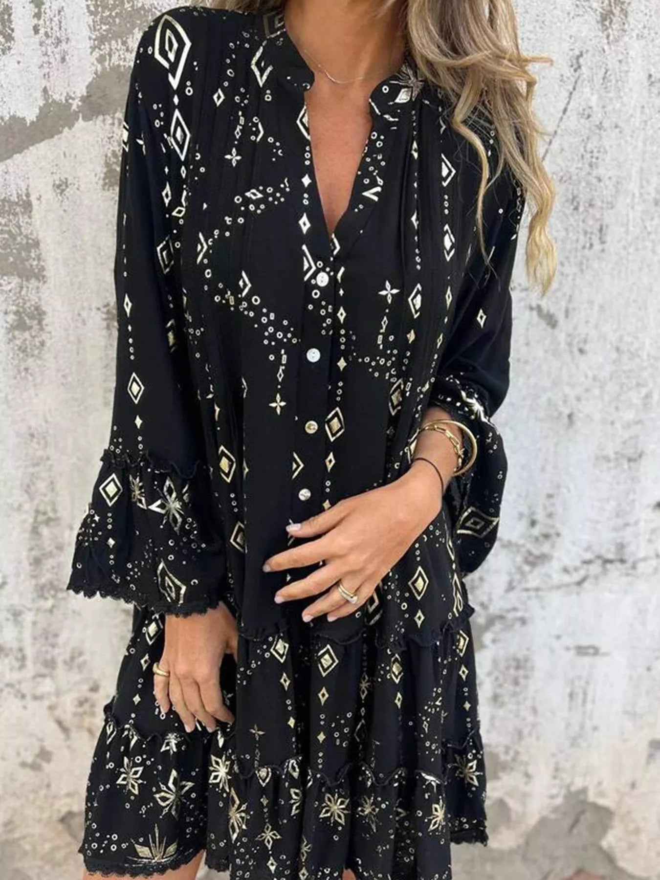 Witchy Woman Ruffle Sleeve Dress - Oh she Rose